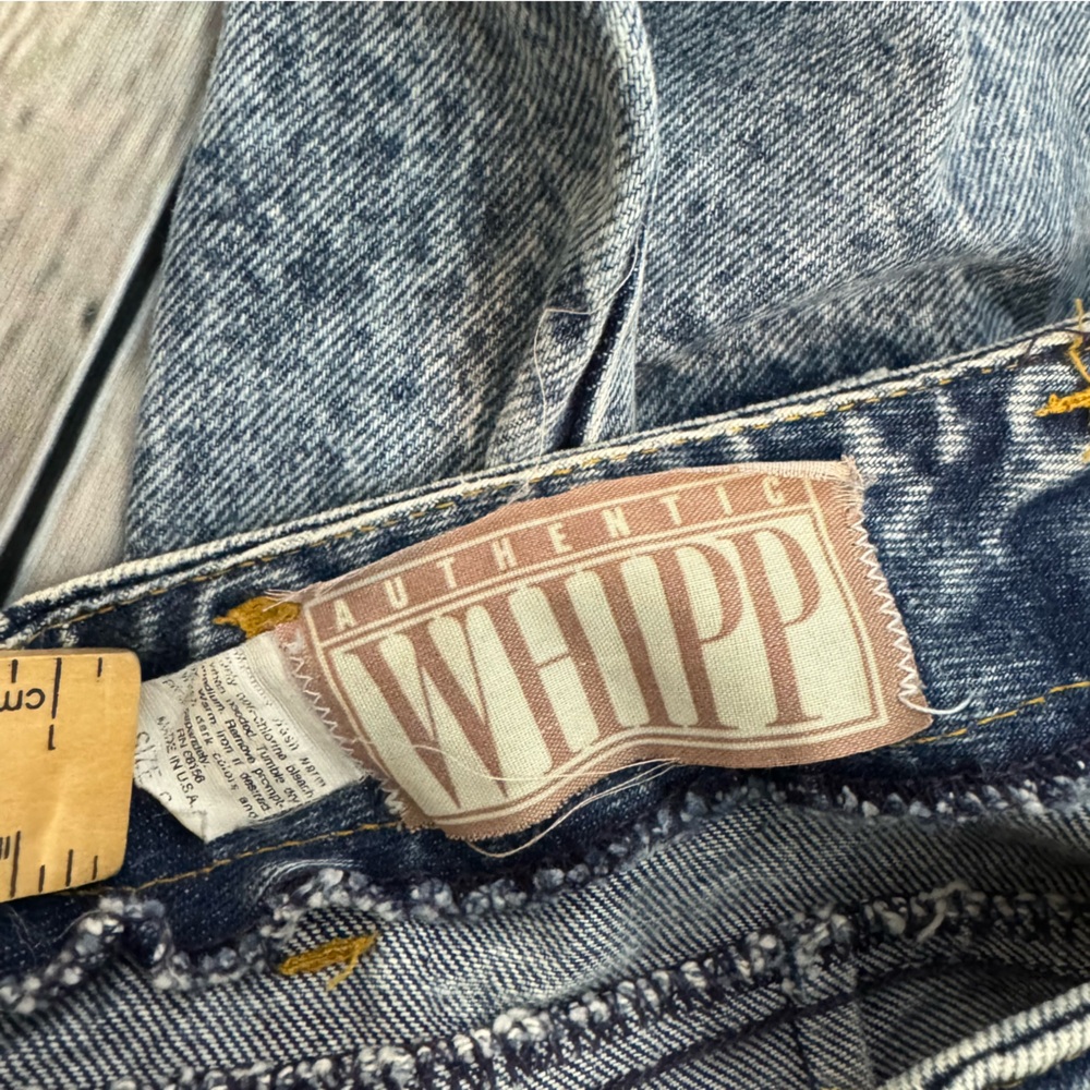 Whipp Vintage 80s 90s Acid Wash Blue Denim Midi Skirt Back Button Slit Size 9/10 - Picture 7 of 7